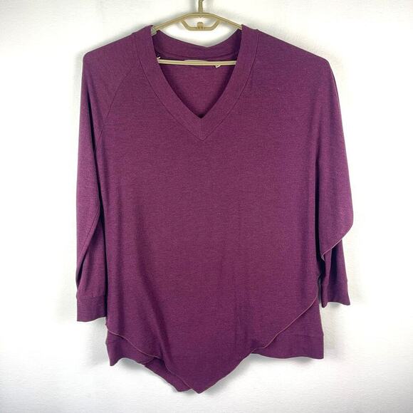 Soft Surroundings Madeline V-neck Asymmetrical Overlay Tunic Wine Women's Large - Picture 1 of 6